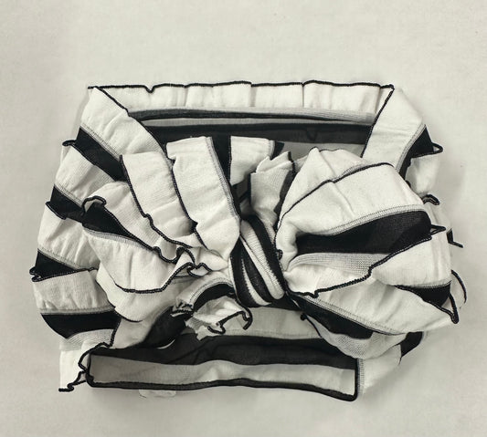 In Awe Ruffle Headband Black and White Stripe