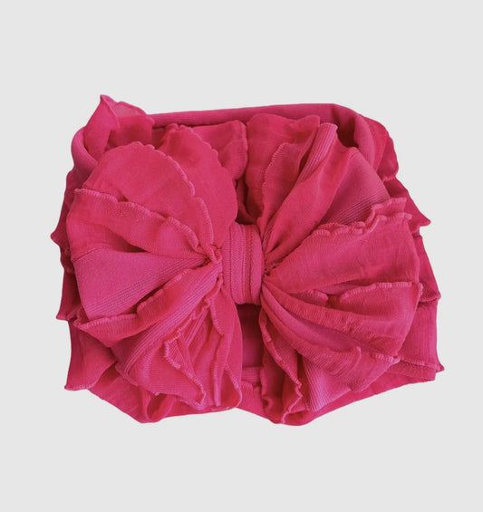 In Awe Ruffle Headband Hot Pink