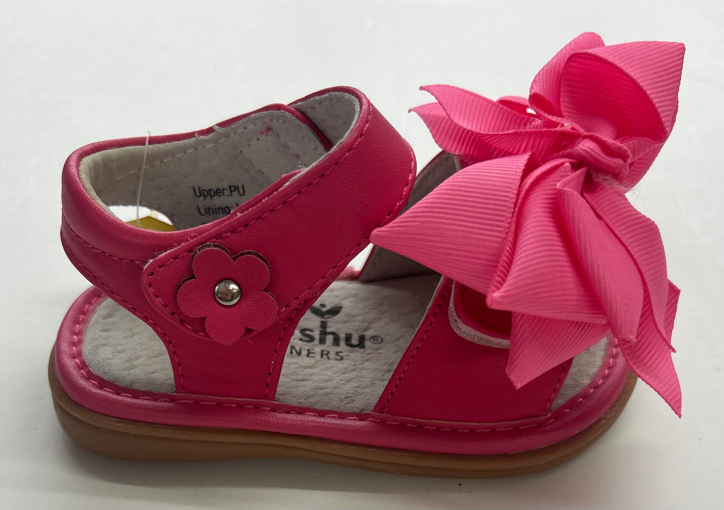 Mooshu Squeaker Sandal Hot Pink Bow