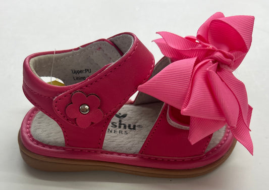 Mooshu Squeaker Sandal Hot Pink Bow