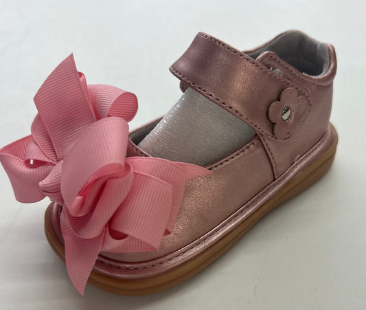 Mooshu Trainers Squeaker Mary Jane  Rose Gold Bow