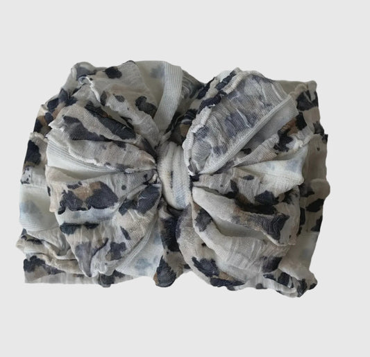 In Awe Ruffle Headband Leopard-White