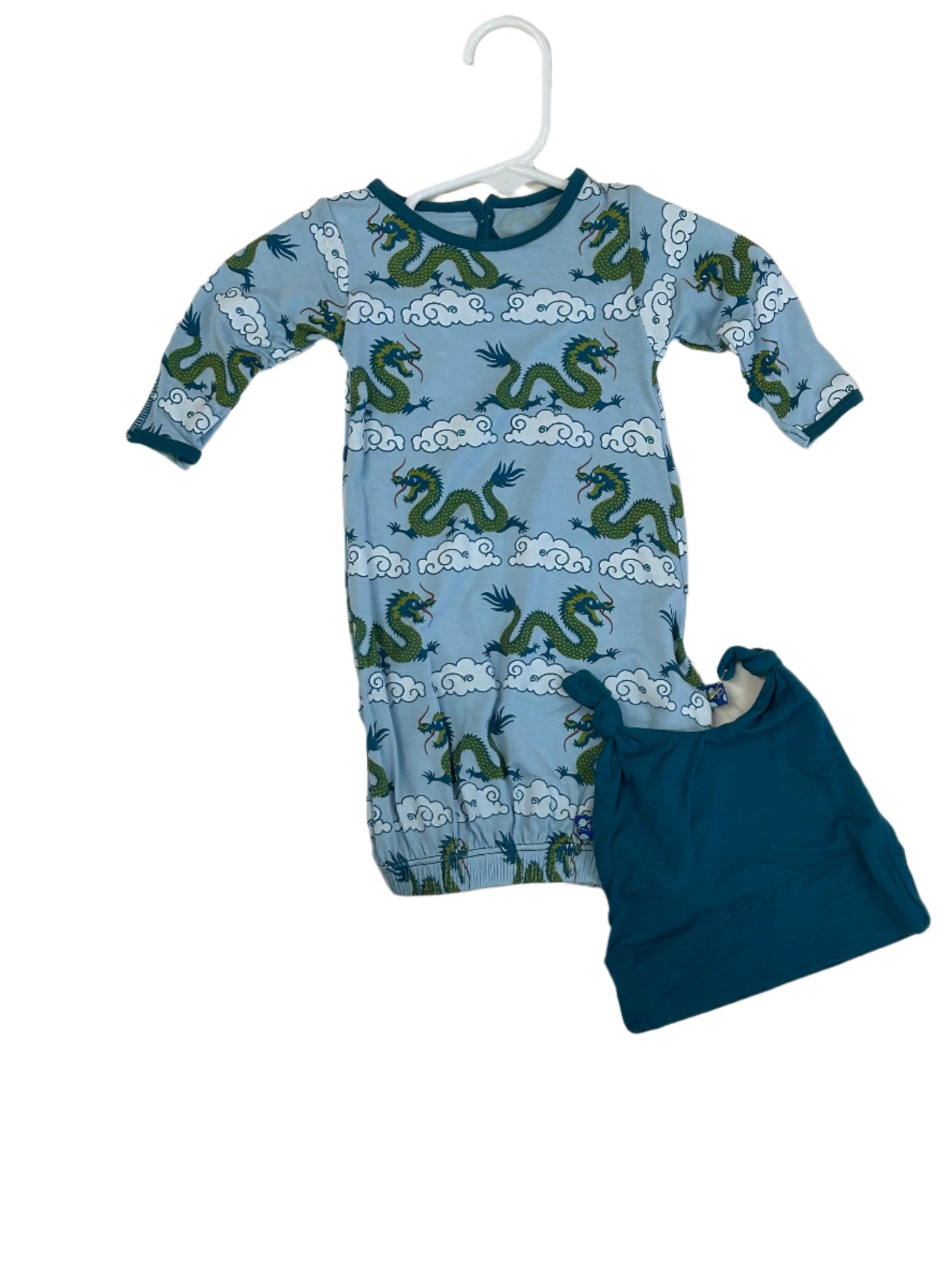 Kickee Pants Cloud Dragon Layette Gown w/double knot hat