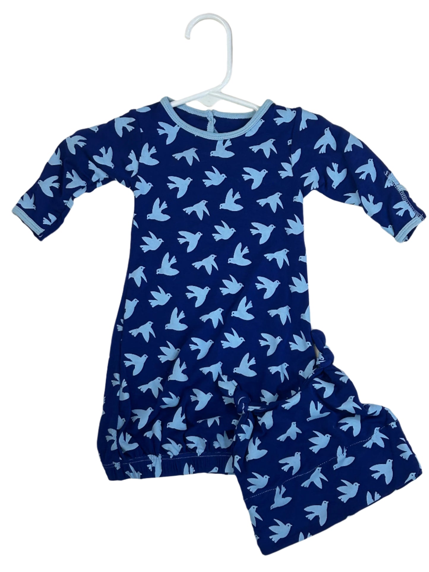 Kickee Pants Kite Flying Birds layette Gown w/double knot hat