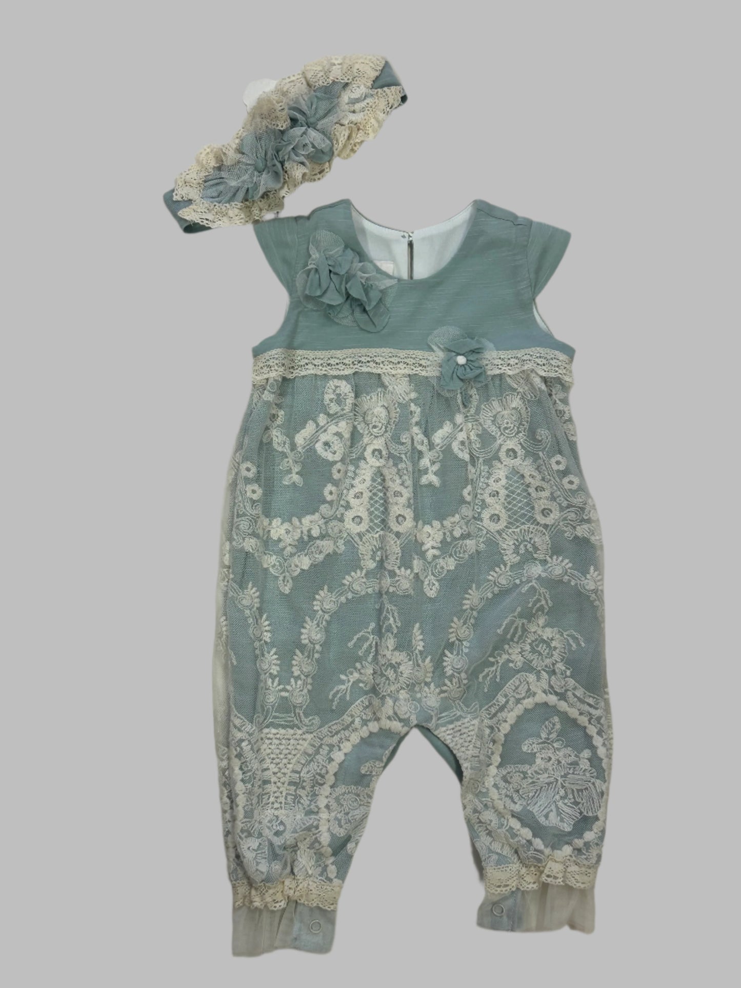 Isobella & Chloe Blue Lace Romper