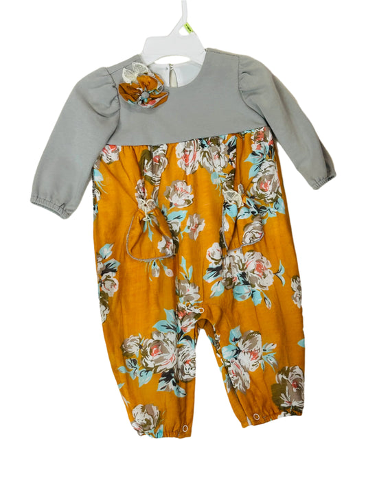 Isobella & Chloe Yellow/Gray Floral Coverall