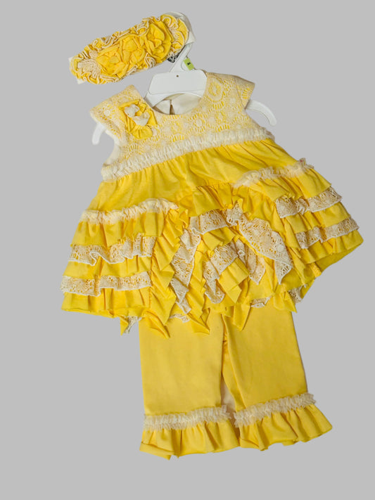 Isobella & Chloe 2pc Yellow Ruffle Pant Set