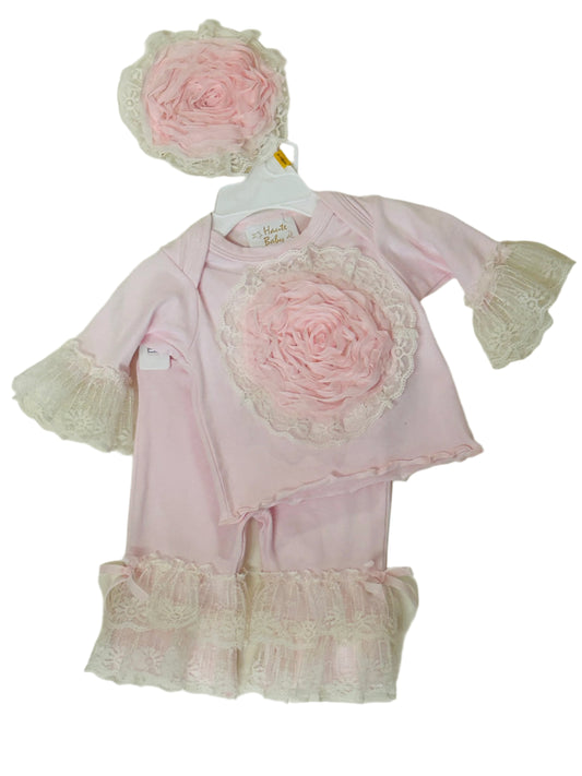 Haute Baby 2pc Pant Set Pink Lullaby