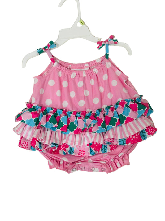 Bonnie Baby Bubble Romper Pink Polka Dot 9558