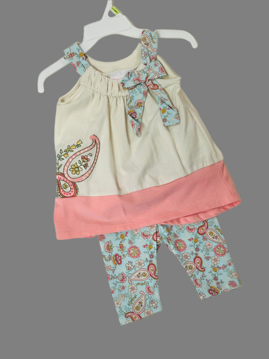 Bonnie Baby 2pc Pant Set Ivory/Pink Floral 9065