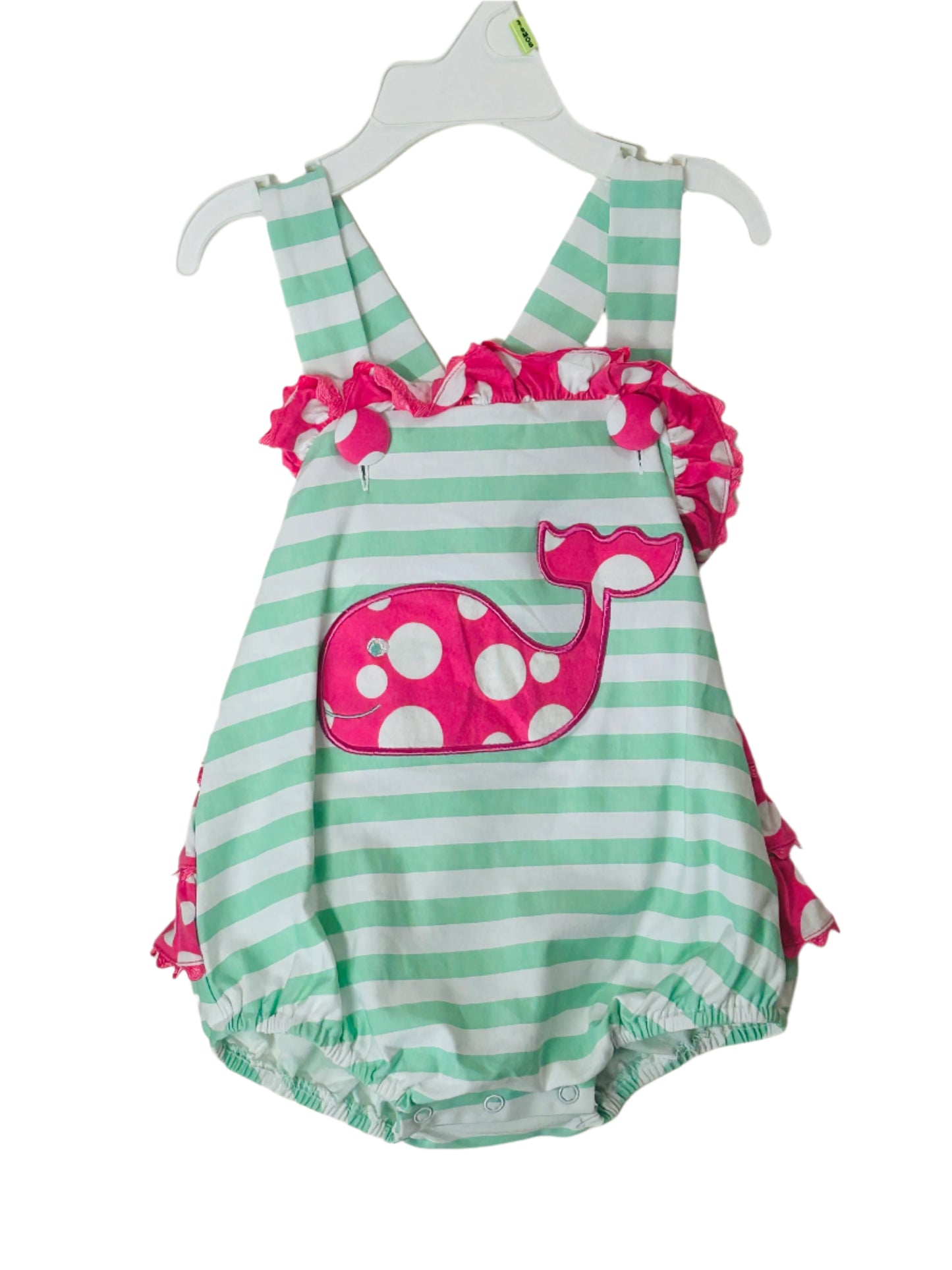 Three Sisters Bubble Romper w/Pink Whale