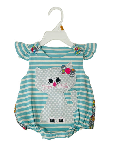 Natalie Grant Bubble Romper Blue w/Kitty
