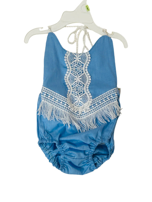 Native Baby Romper Blue/Crocheted Design