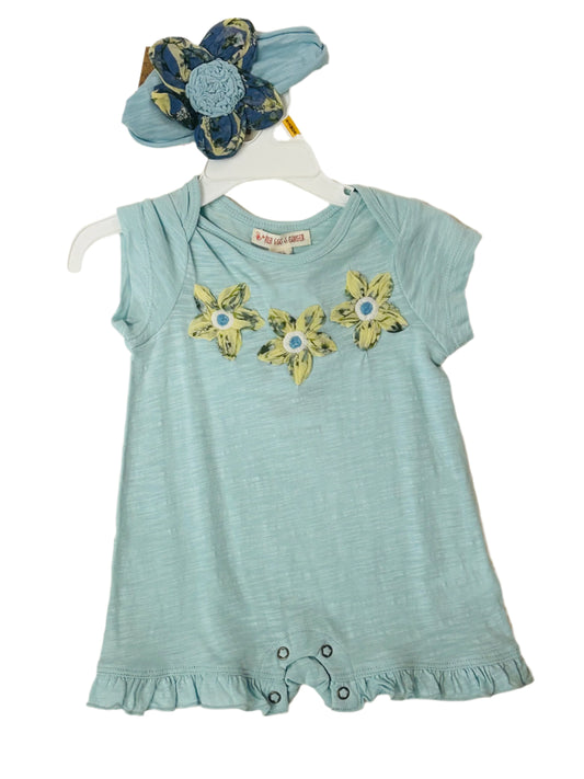 Red Egg & Ginger Romper Aqua Pretty Blossoms