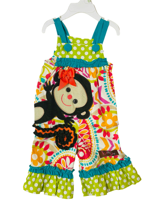 Millie Jay Romper Lime Green w/Monkey Applique