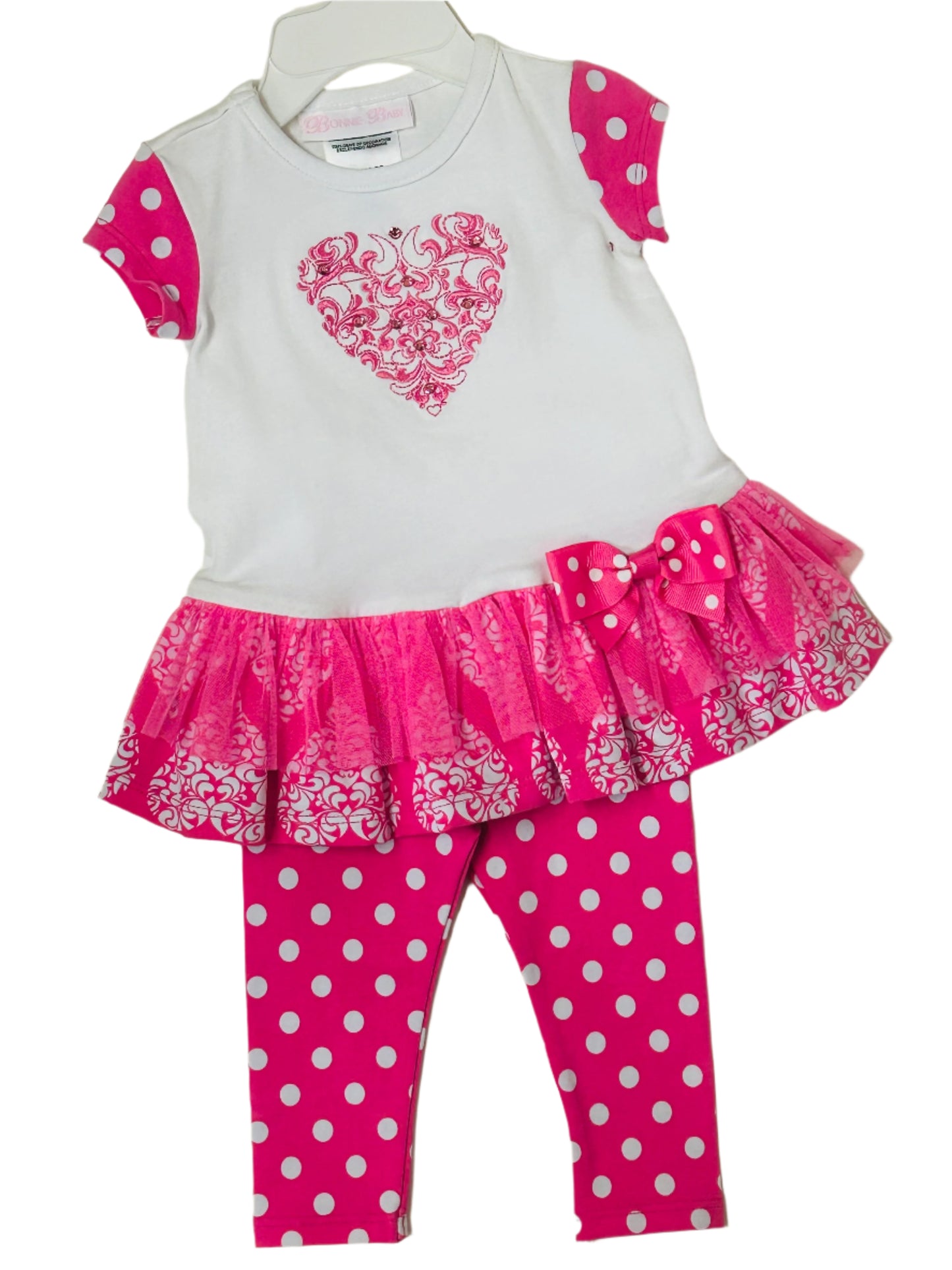 Bonnie Baby 2pc set Pink Heart w/Rhinestones 9136
