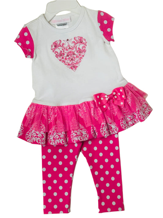 Bonnie Baby 2pc set Pink Heart w/Rhinestones 9136