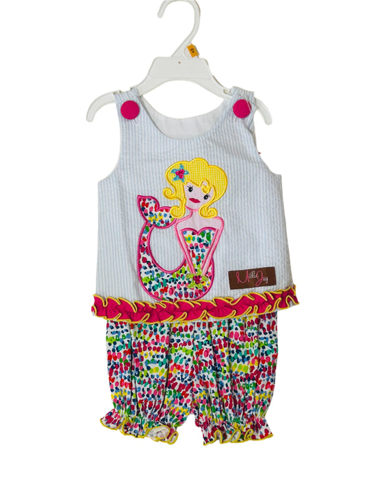 Millie Jay 2pc Short Set Blue Gingham Mermaid