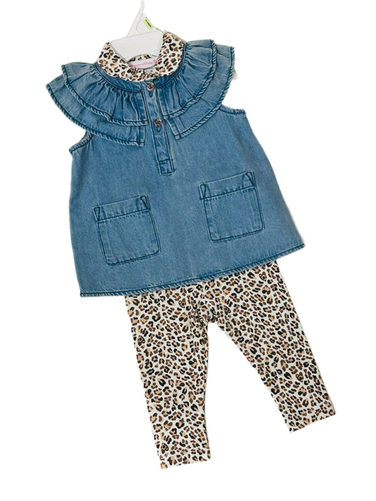 Bonnie Baby 2pc Pant Set Denim/Leopard Tunic 1478