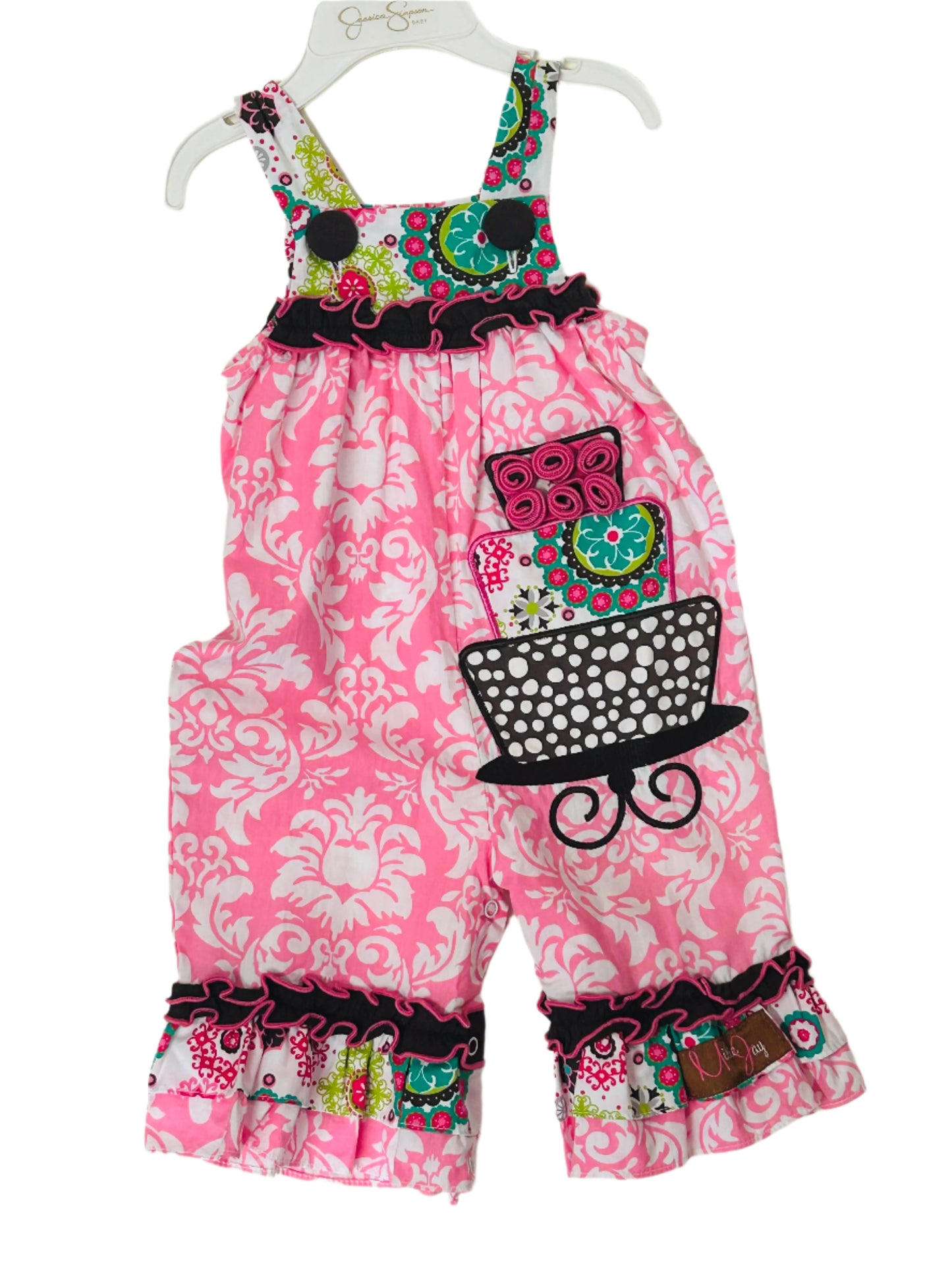 Millie Jay Romper Pink w/Cake Applique