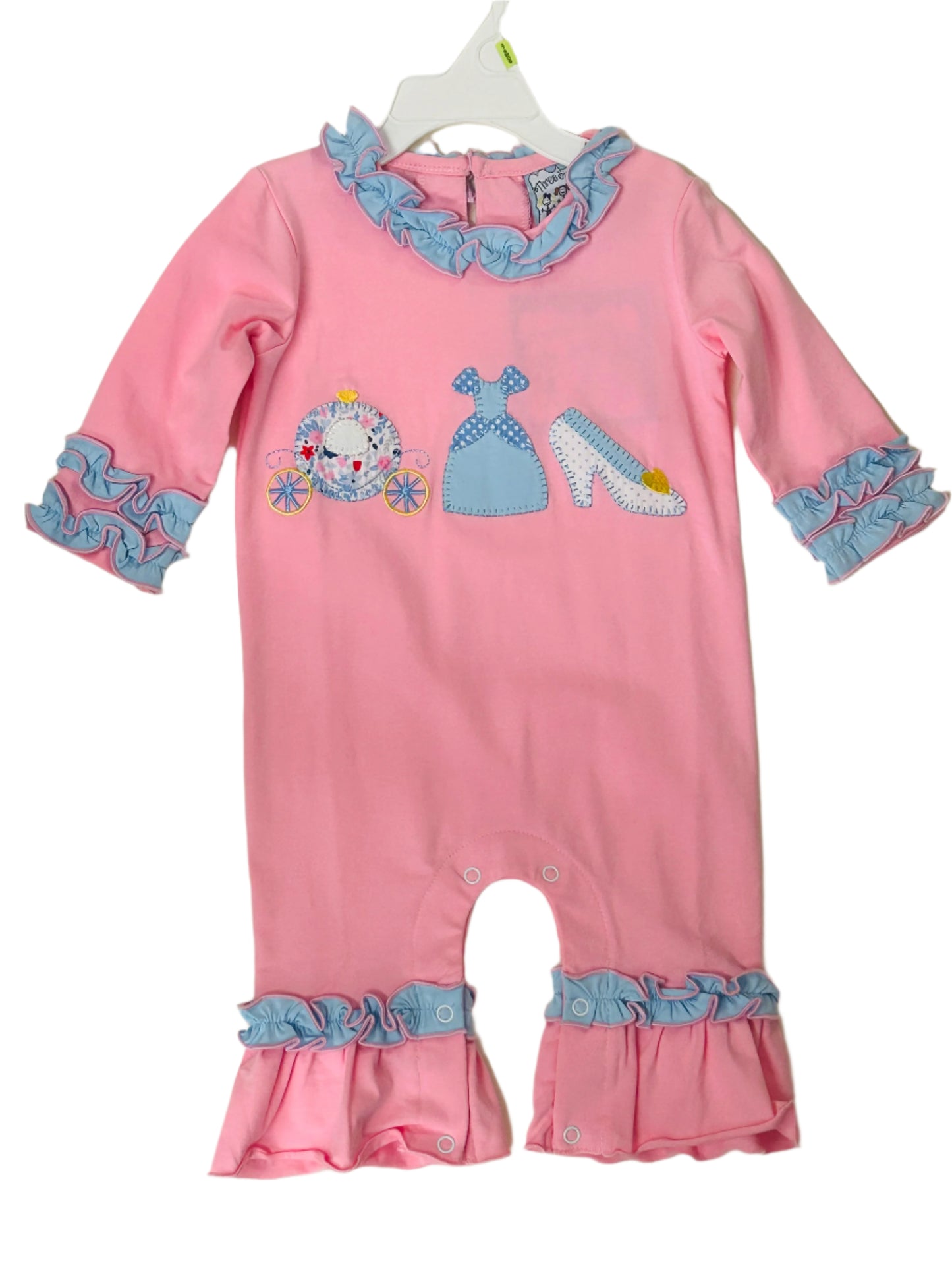 Three Sisters Romper Pink/Blue Fairytale Princess Applique