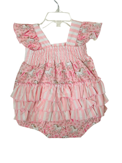 Serendipity Pink Unicorn Bubble Romper w/Matching Headband 1954