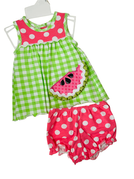 Molly & Millie 2pc Bloomer Set Pink/Green Watermelon