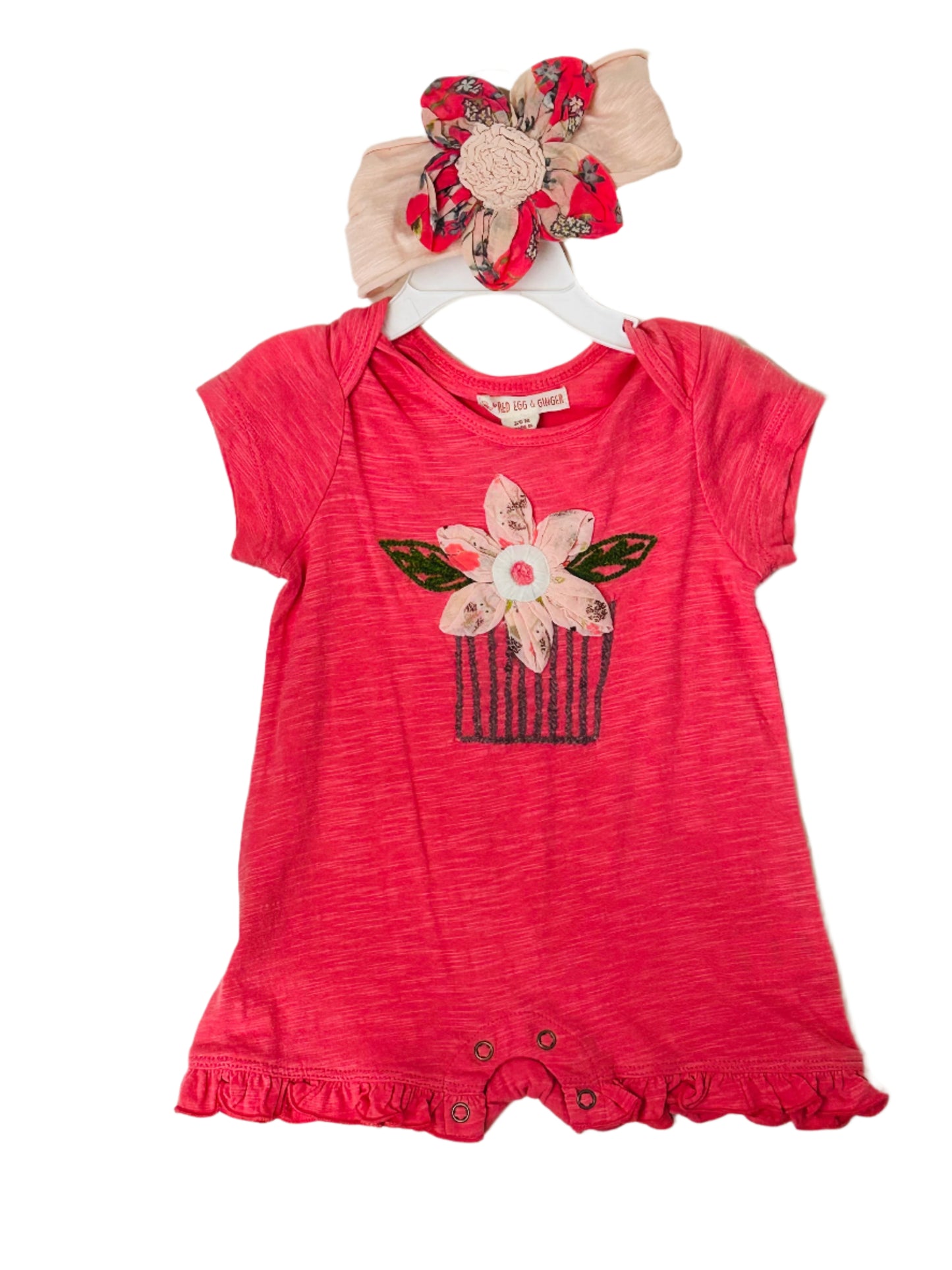 Red Egg & Ginger Romper Rose Cupcake Flower