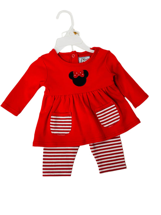 Three Sisters 2pc Pant set Red/White Stripe w/Minnie