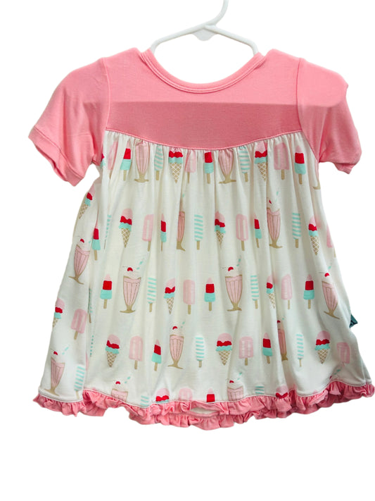 Kickee Pants S/S Swing Dress Natural Ice Cream Shop