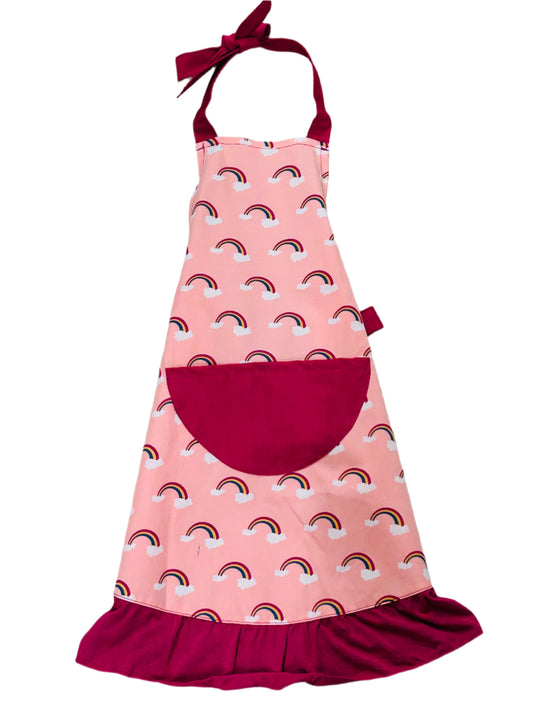 Kickee Pants Print Ruffle Apron in Blush Rainbow