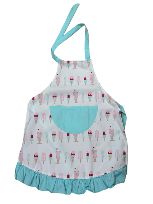 Kickee Pants Print Ruffle Apron in Natural Ice Cream Shop