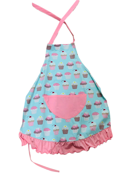 Kickee Pants Print Ruffle Apron in Summer Sky Cupcake