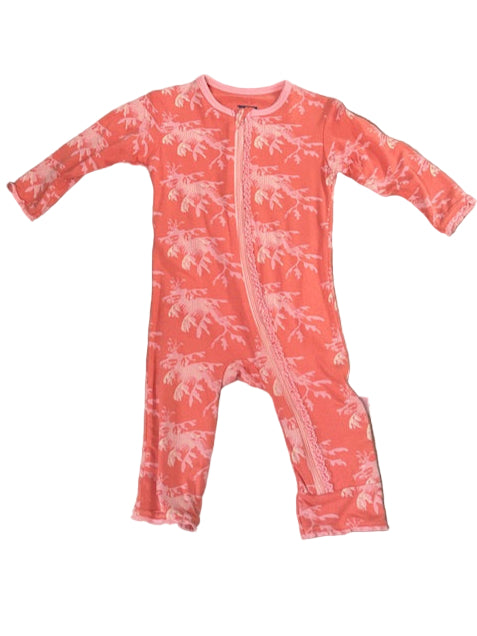 Kickee Pants Girl Ruffle Coverall w/Zipper English Rose Leafy Sea Dragon