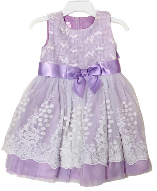 Bonnie Jean Lavender Embroidered Mesh Dress