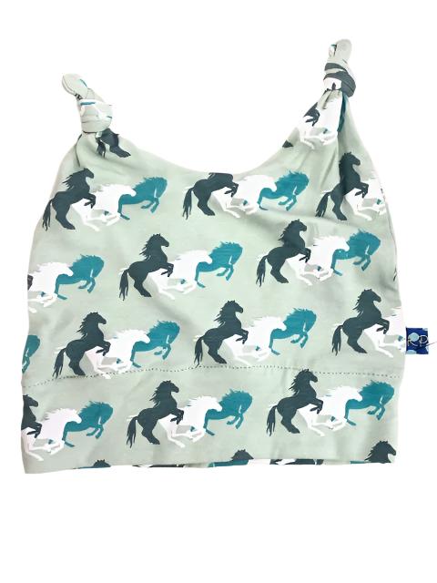 Kickee Pants Double Knot Hat Aloe Wild Horses