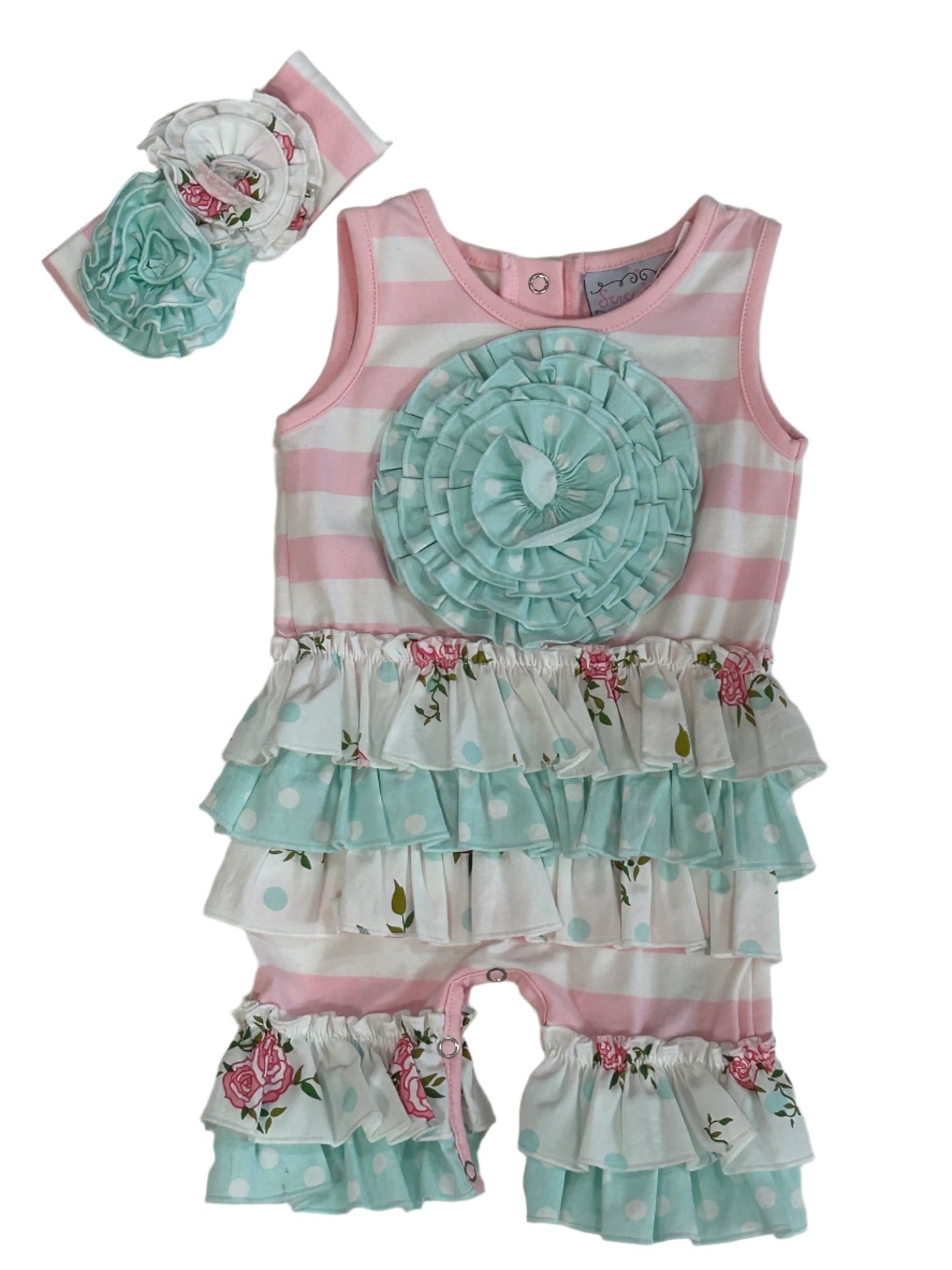 Serendipity Floral Romper w/ matching Headband #1806