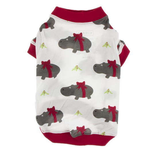 Kickee Pants Dog Tee Natural Christmas Hippo