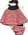 Bonnie Baby Nautical Stars & Stripes 2pc Dress w/ Matching Hairbow