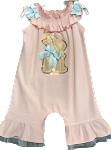 Bonnie Baby Peach Stripe Romper w/Applique Rabbit