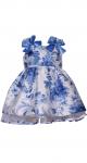 Bonnie Jean Blue Flower Dress w/Bow on Shoulders 11265