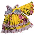 Bonnie Jean Dress Blue Stripe Top w/Yellow Floral Bottom 10510