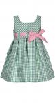 Bonnie Jean Green Seersucker Dress w/Pink Bow 11211