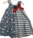 Bonnie Jean Nautical Light Chambray Flag Dress s19561