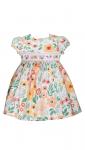 Bonnie Jean Smocked Floral Dress Green Peach Yellow 10894