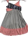 Bonnie Jean Sparkle Flag Top Dress w/Gray Knit Bottom