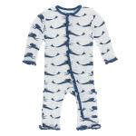 Kickee Pants Girl Ruffle Coverall w/Zipper Natural Mermaid