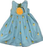 Cotton Kids All Over Embroidery Pineapple Back Dress