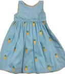 Cotton Kids All Over Embroidery Pineapple Back Dress