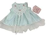 Frilly Frocks Aurora Baby Dress Mint w/White Lace Overlay fau04